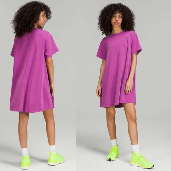 Lululemon All Yours Softstreme T-Shirt Dress Vivid Plum Size Large 12 Athleisure - Picture 1 of 10